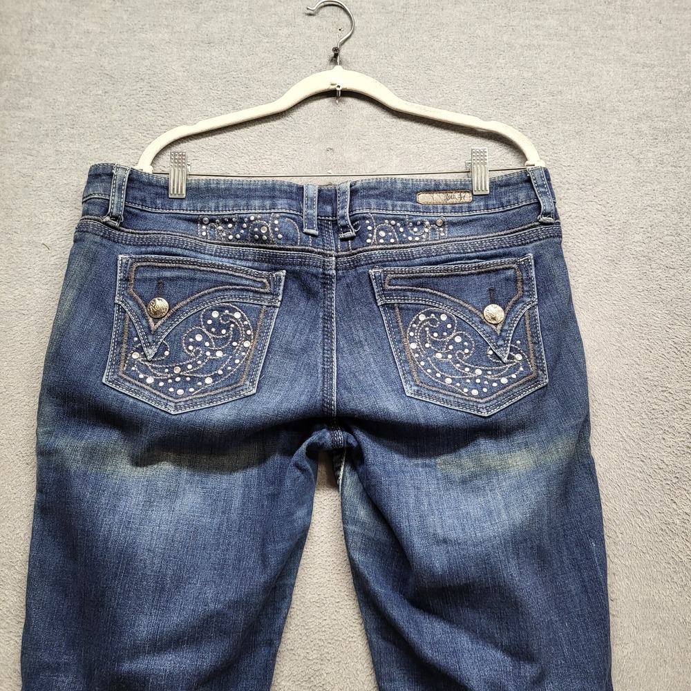 Wrangler Women Jeans 32x34 Blue Denim Rock 42 Boot Cut Studded READ